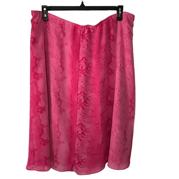 Maggie Barnes Pink Floral Watercolor Lined Elastic Waist Midi Skirt Size 1X - Picture 2 of 6